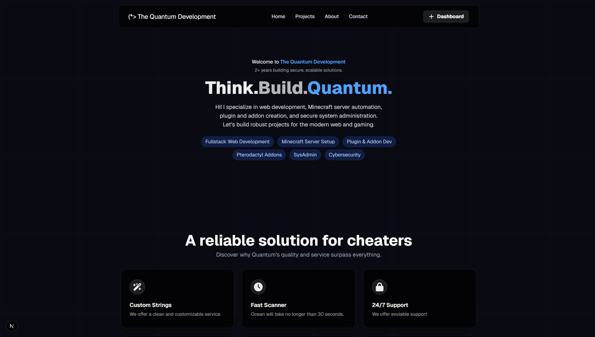 Quantum Website screenshot